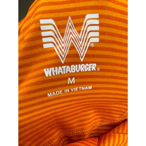 NWOT Whataburger Orange Striped Polo Shirt Men’s M Logo Uniform Golf Fanwear - Picture 2 of 8